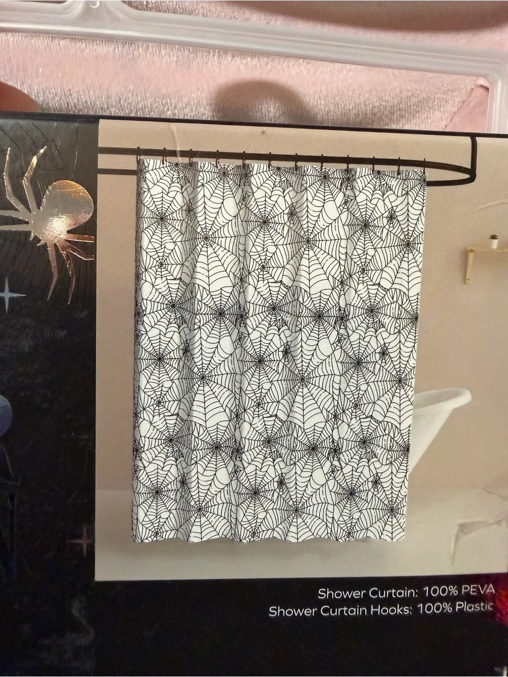 White Spiderweb PEVA Shower Curtain